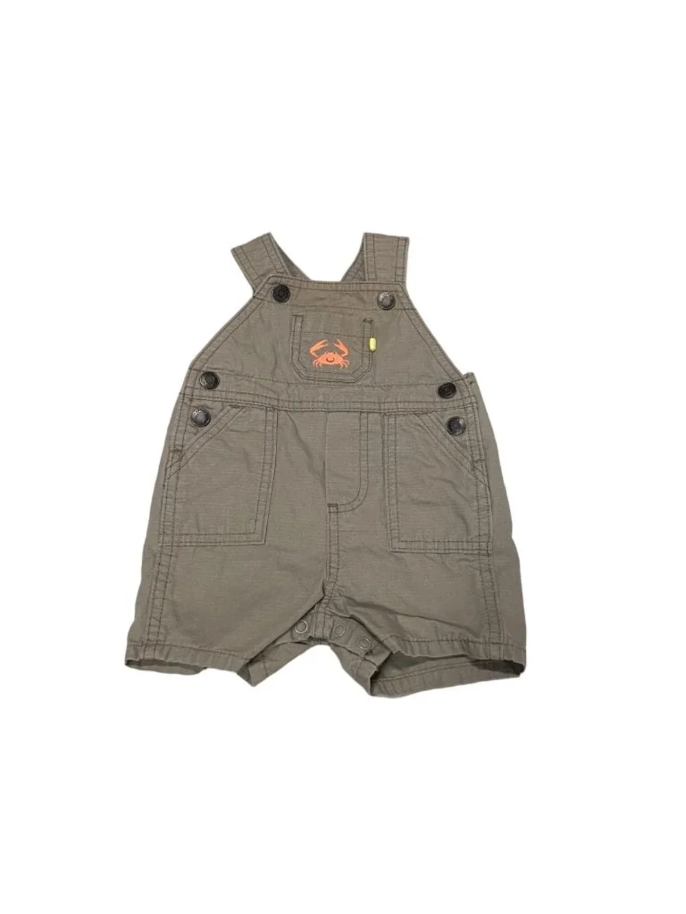 Carters Baby  Boy Crab Embroidered Overalls Beige Size 3 Months Coastal Summer